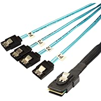 Jopto Mini SAS Cables de 50 cm Interno Mini-SAS a 4 SAS SATA Multi-Lane Cable de transferencia de datos Mini SAS 36…